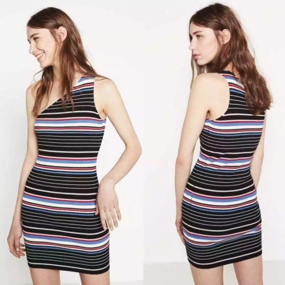 Zara Knit One Shoulder Dress